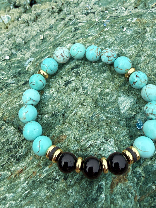 TurquoiseBraceletBlackAgate